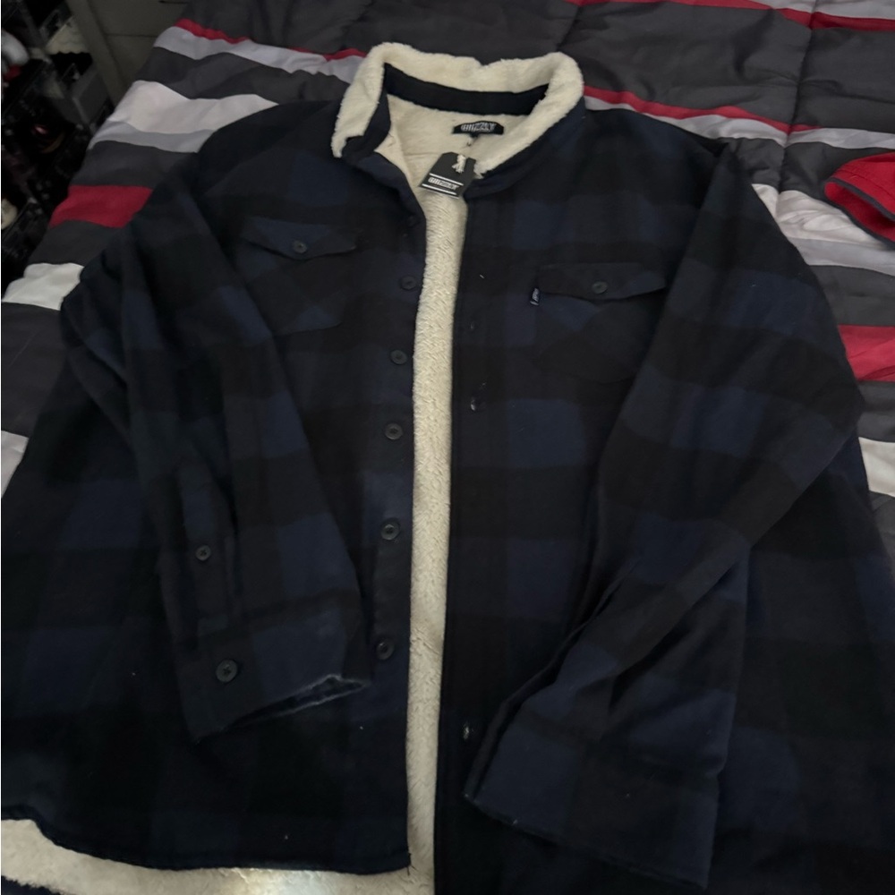 Blue and Black Lightweight Shirt Jacket Casual Style